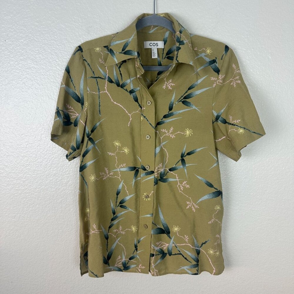 Cos Relaxed Fit Floral Printed Blouse 2 Button Front Feminine Girly Lightweight